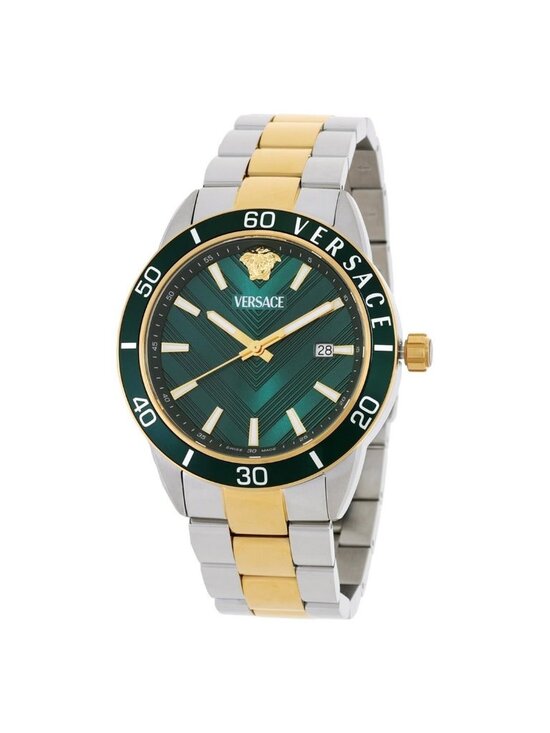 NWT Versace Greca Urban Quartz Green Dial Men\'s Watch